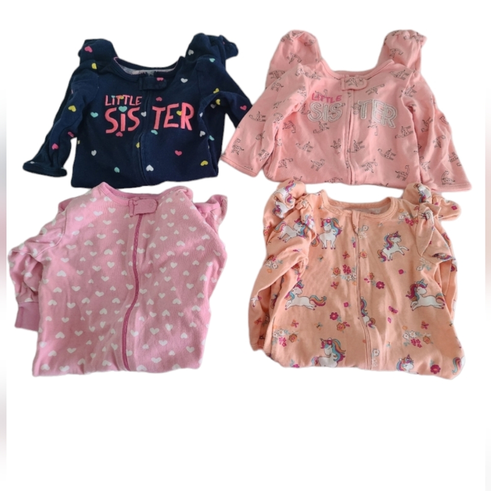 Onesies Baby Girl Bundle Lot Carter's Gerber Blue Pink Orange Size6-9 Months